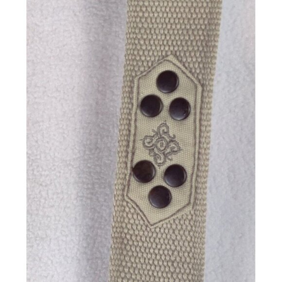 Canvas Belt Tan Brass Studs Buckle Boho Renaissance Adjustable Cottage Hippie - Picture 4 of 8